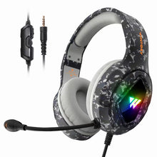 Load image into Gallery viewer, Gaming Headphones Camouflage Surround Sound Stereo Wired Earphones USB Microphone - Amuzi
