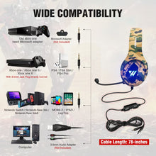 Load image into Gallery viewer, Gaming Headphones Camouflage Surround Sound Stereo Wired Earphones USB Microphone - Amuzi
