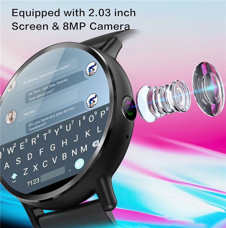 Lemfo lem x 2.03 inch 8.0 mp camera 4g clearance watch phone android 7.1 wifi fitness tracker smart watch