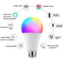 Load image into Gallery viewer, Remote Colorful RGB LED Light Dimmable Alexa Intelligent WIFI Smart Bulb
