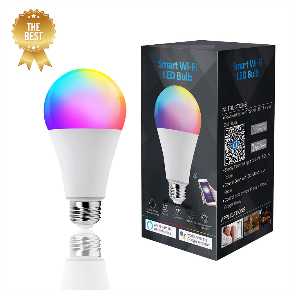Remote Colorful RGB LED Light Dimmable Alexa Intelligent WIFI Smart Bulb