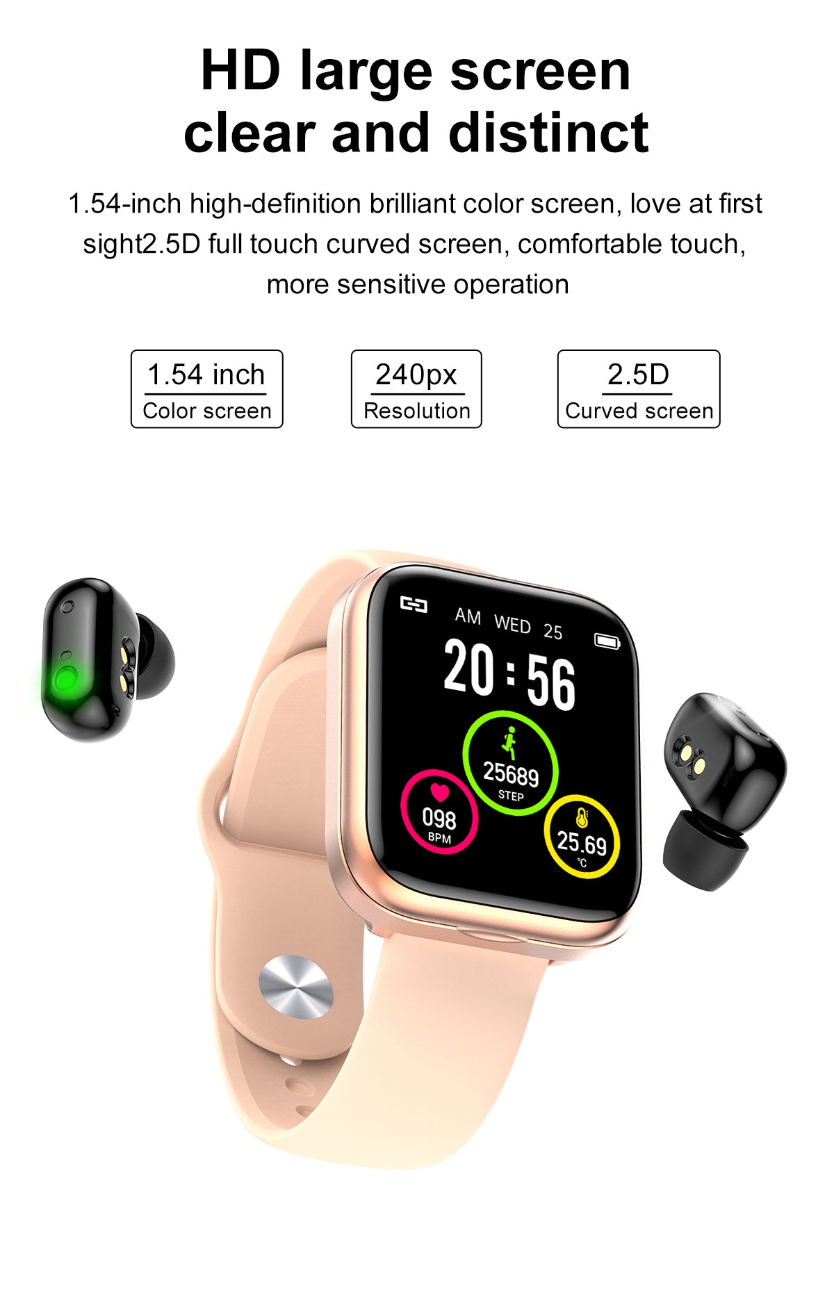 Smart Watch Earphone Android IOS 2 in 1 Unisex Amuzi
